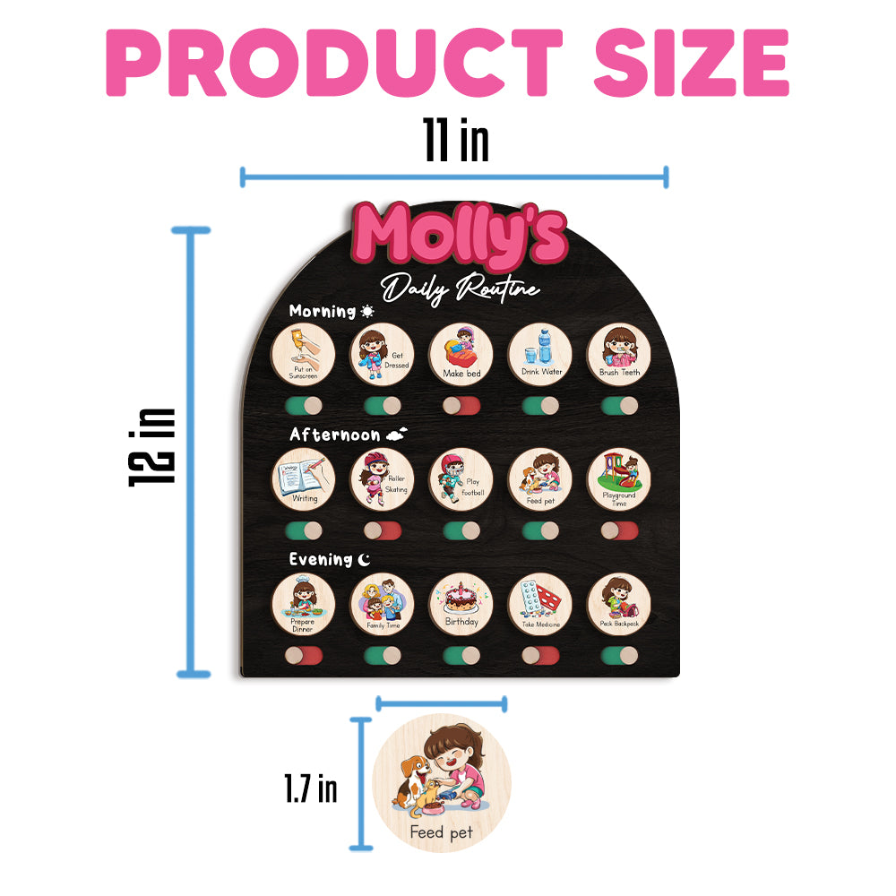 Personalized Wooden Chore Chart for Kids, Daily Routine Chart for Toddlers, Visual Schedule for Kids Age 3-5, Morning Bedtime Routine
