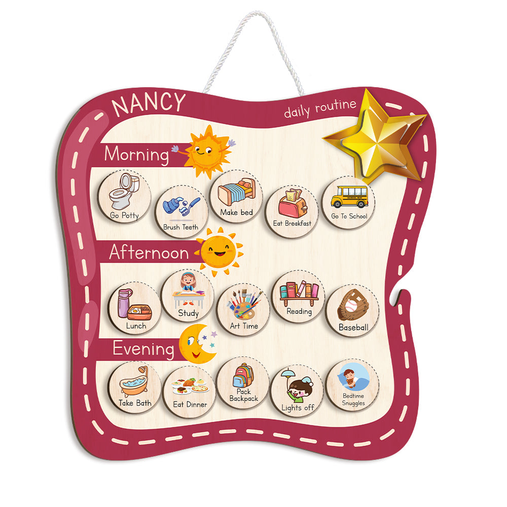 Personalized Wooden Daily Routine Chore Chart Chores For Toddler, Visual Schedule For Tasks, Activities