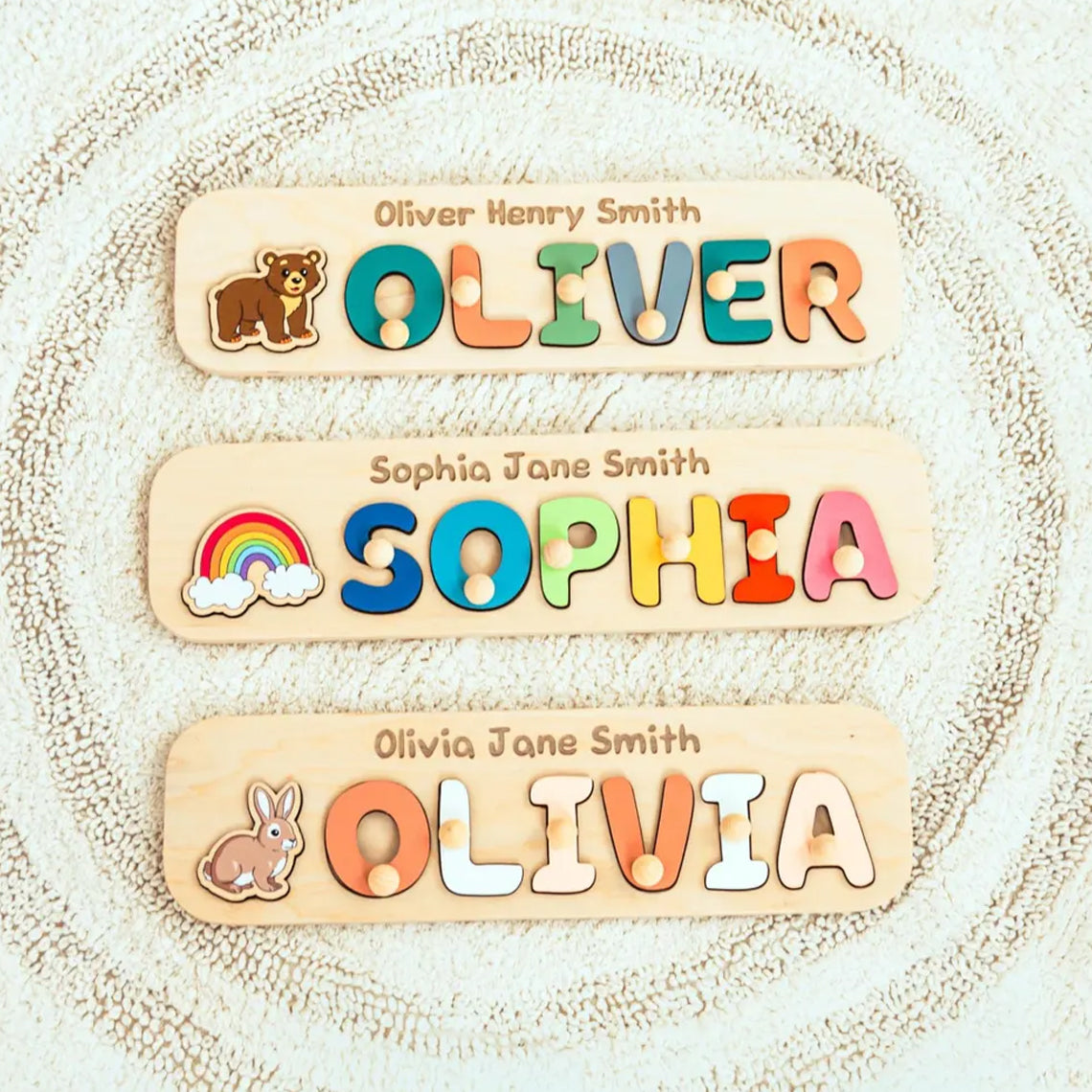 Personalized Wooden Full Name Puzzle For Toddlers - Must Have 1st Birthday, Custom Gifts for Kids, Wooden Toys for Baby, Toddler Gift