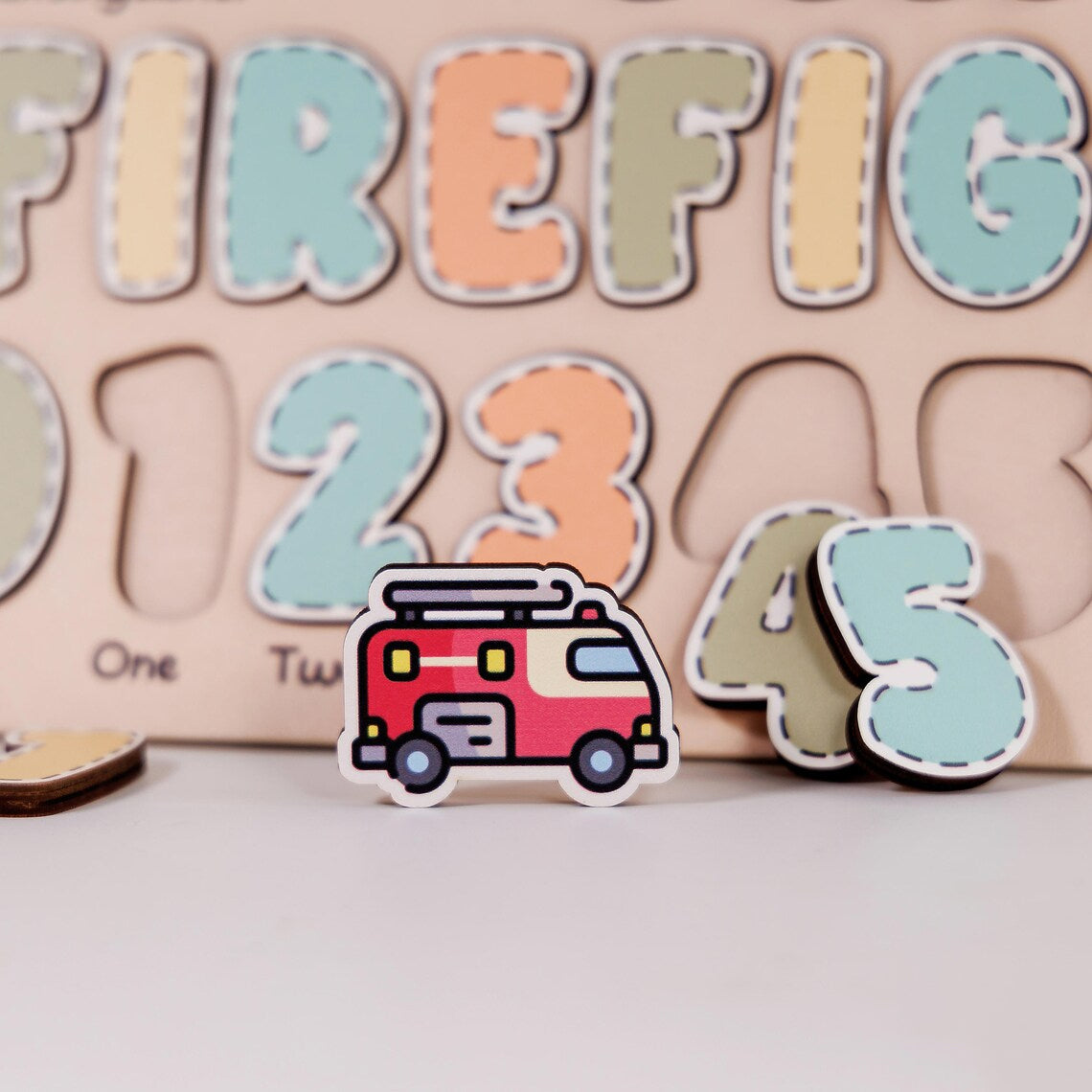 Personalized Wooden Name Puzzle Cute Baby Firefighter, Gifts for Kids, Wooden Toddler Toys