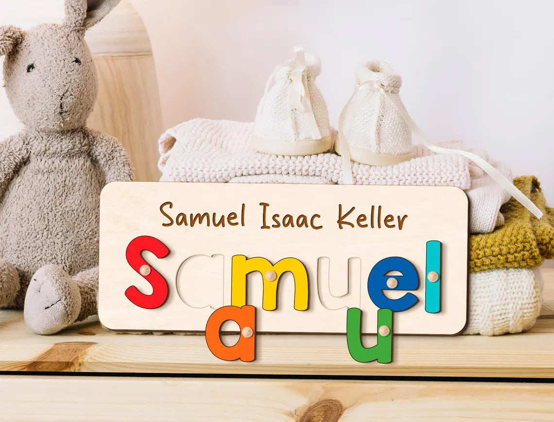 Personalized Wooden Name Puzzle for Kids, Baby Name Name Puzzle, First Birthday Gifts, Wooden Toys for Baby, Toddler Gift