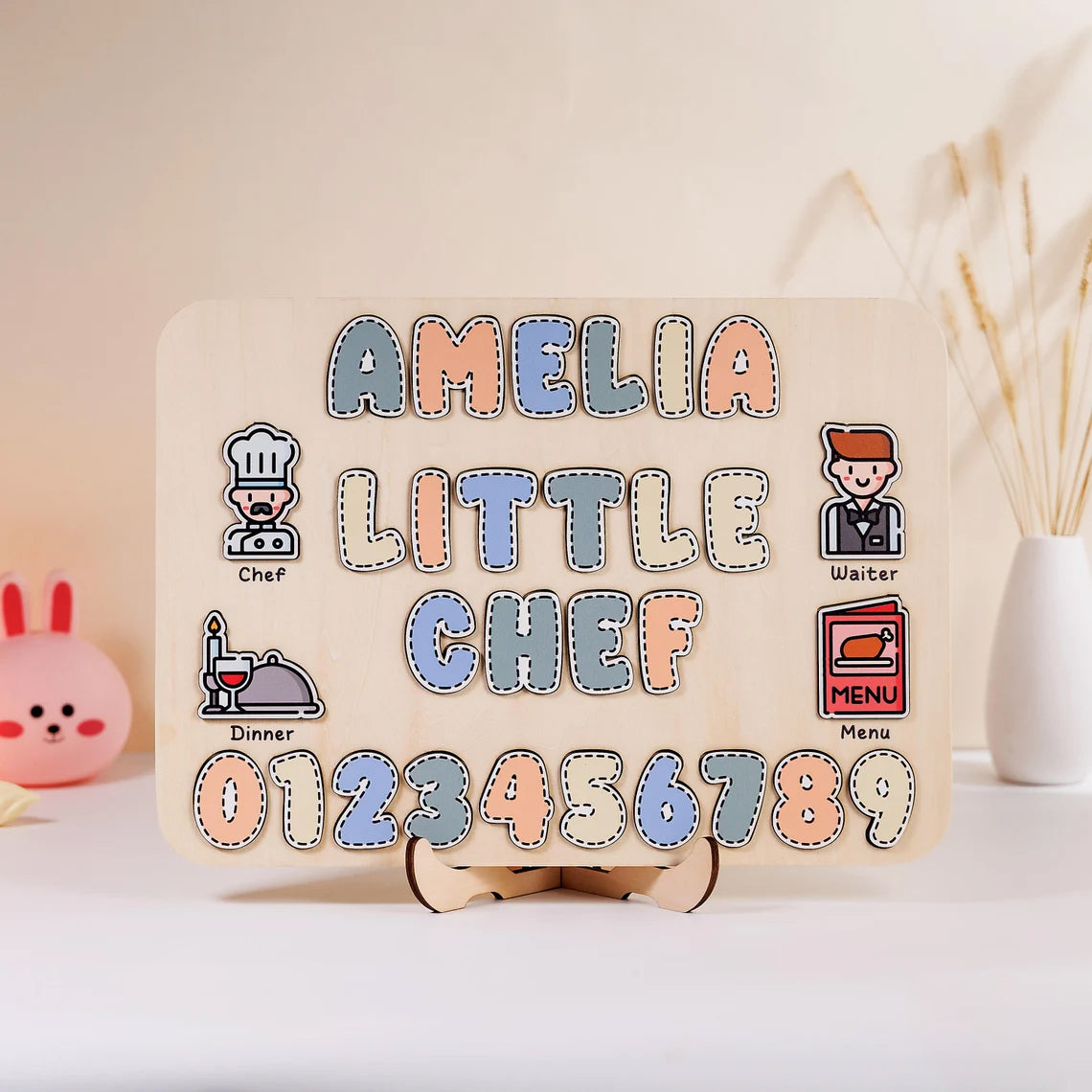 Personalized Wooden Puzzle Cute Baby Chef, Birthday Gift For Kids, Games First Birthday