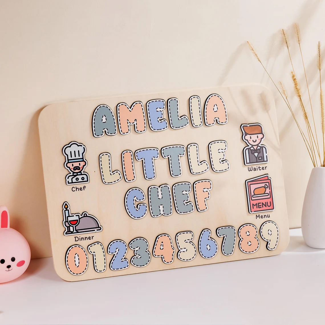 Personalized Wooden Puzzle Cute Baby Chef, Birthday Gift For Kids, Games First Birthday