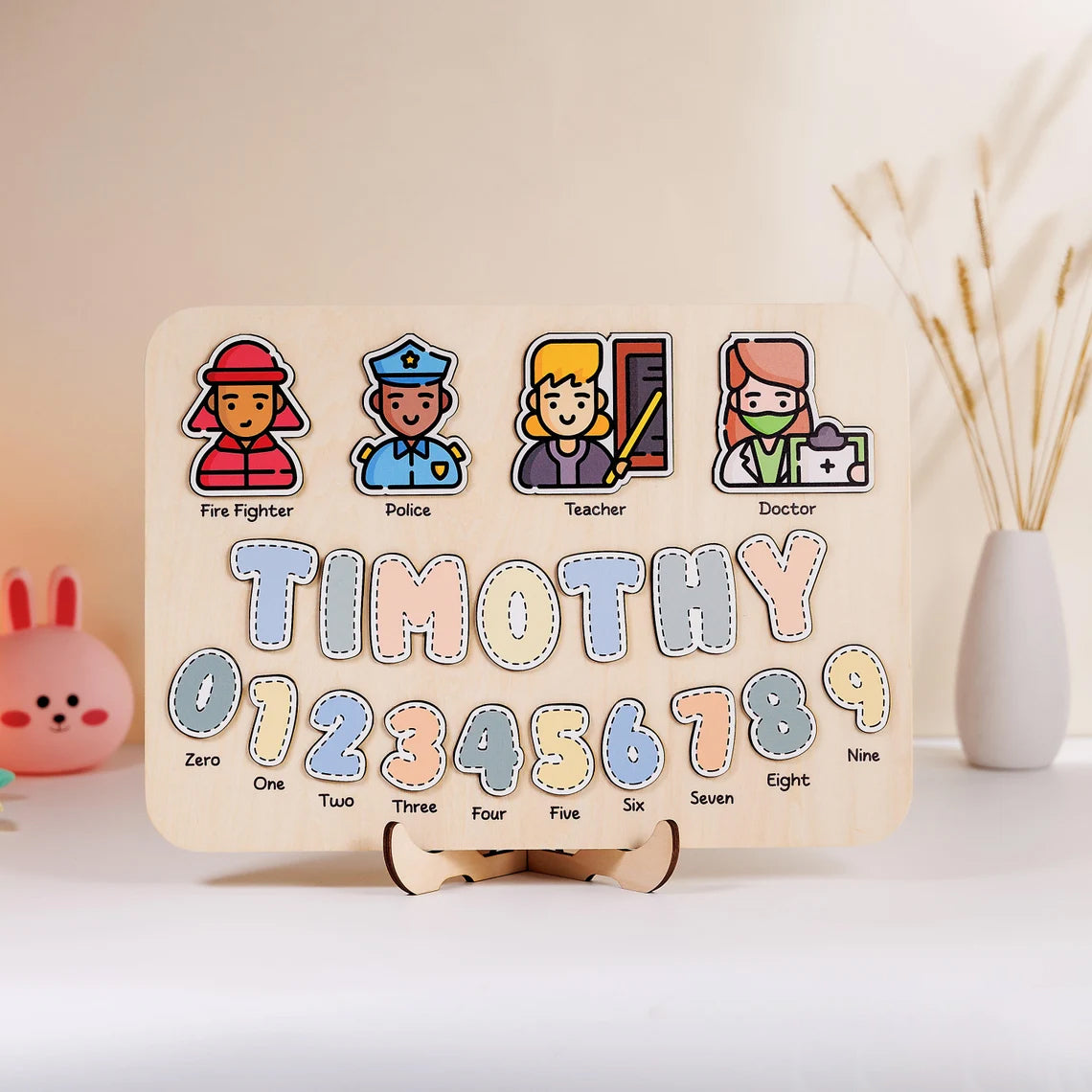 Personalized Wooden Puzzle Cute Baby Future Profession , Birthday Gift For Kids, Wooden Toddler Toys