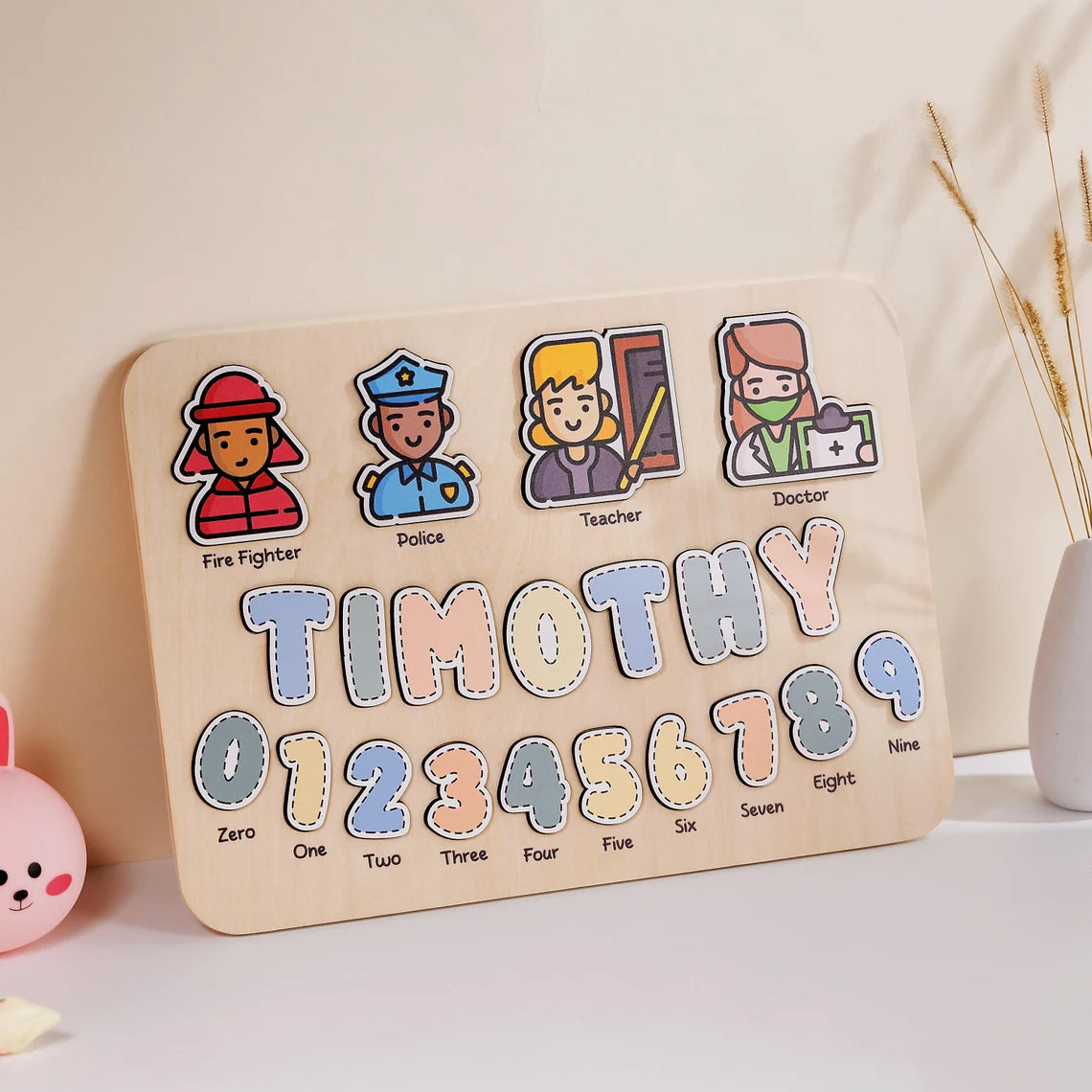 Personalized Wooden Puzzle Cute Baby Future Profession , Birthday Gift For Kids, Wooden Toddler Toys