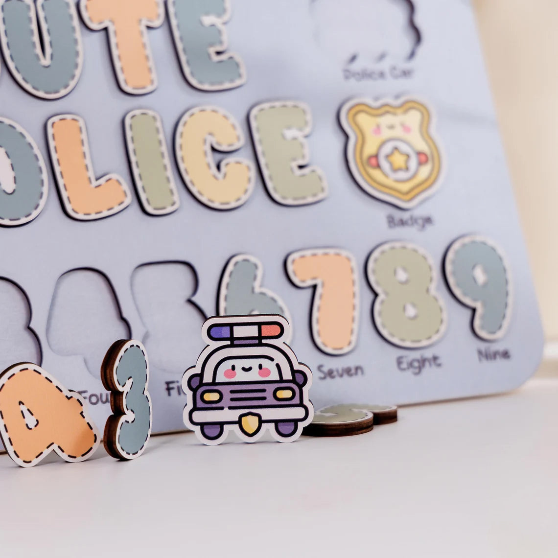 Personalized Wooden Puzzle Cute Baby Police, Birthday Gift For Kids, Baby Puzzle, Wooden Toddler Toys