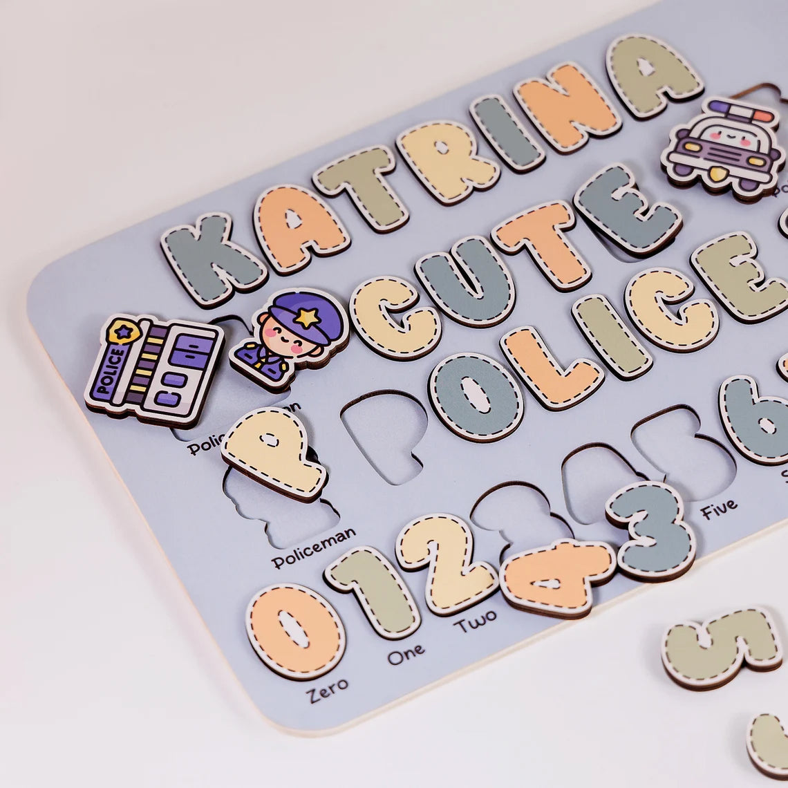 Personalized Wooden Puzzle Cute Baby Police, Birthday Gift For Kids, Baby Puzzle, Wooden Toddler Toys