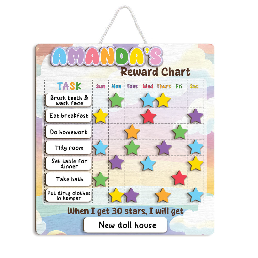 Personalized Wooden Chore Chart For Kids, Daily Routine Custom Name, Morning Routine Chart For Toddler