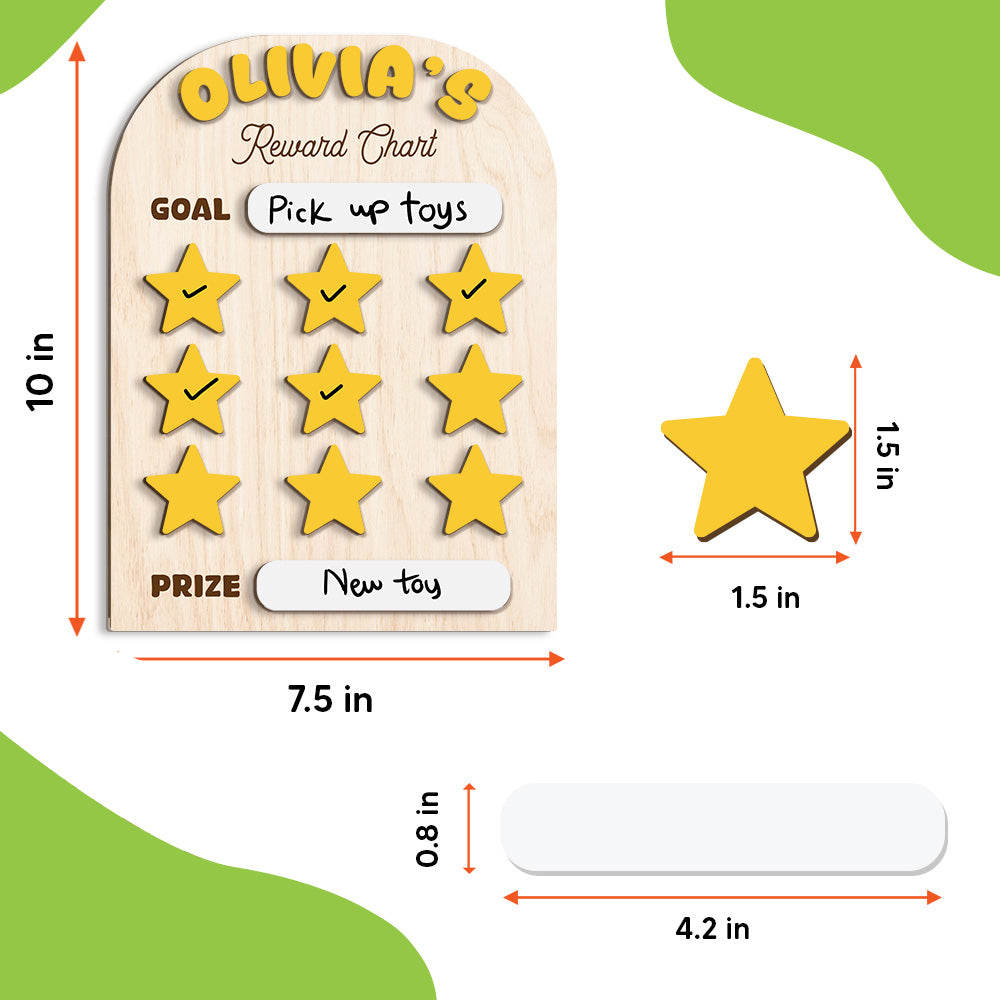 Personalized Wooden Reward Chart for Kids – Custom Name Star Reward Board, Chore Chart for Toddlers and Preschoolers
