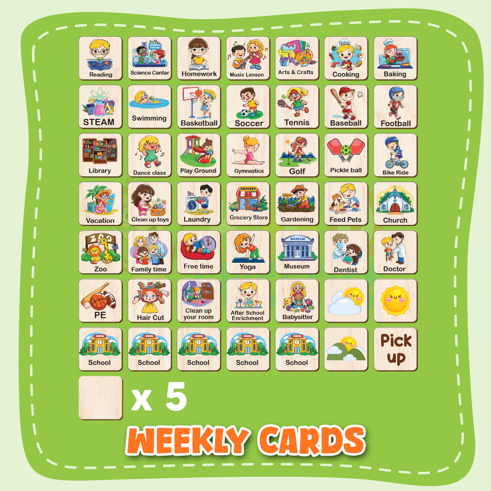Personalized Wooden Weekly Calendar for Kids, Visual Day of the Week Activities, Weekly Planner, Kids Week's Routine, Daily Routine for Toddler