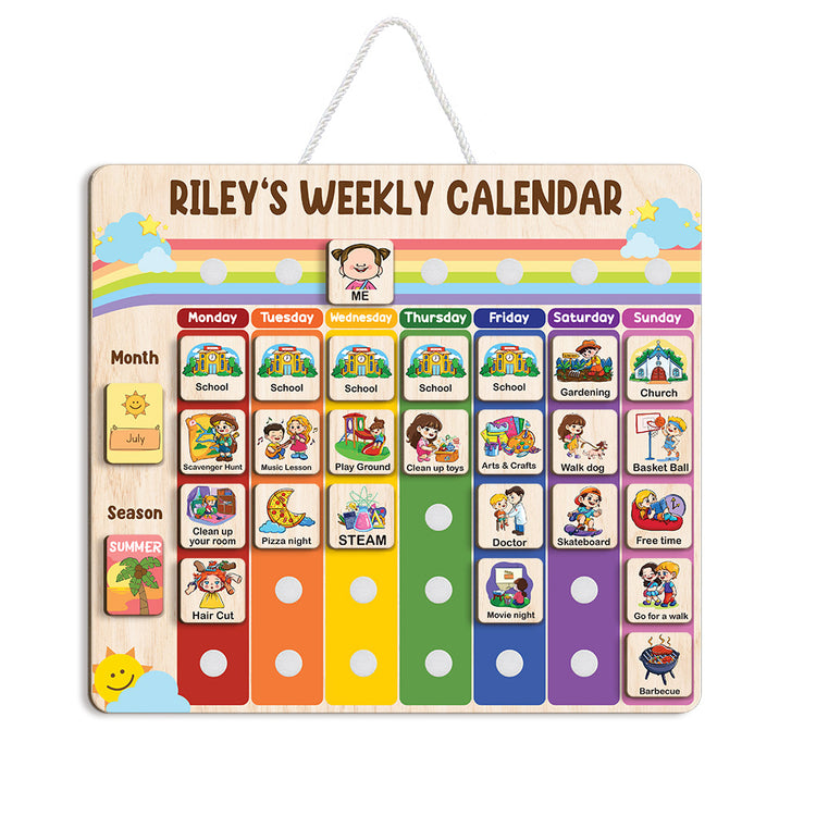 Personalized Wooden Weekly Calendar for Kids, Weekly Planner for Toddler, Week Visual Calendars for Kids, My Daily Calendar, Visual Daily Schedule for Toddler