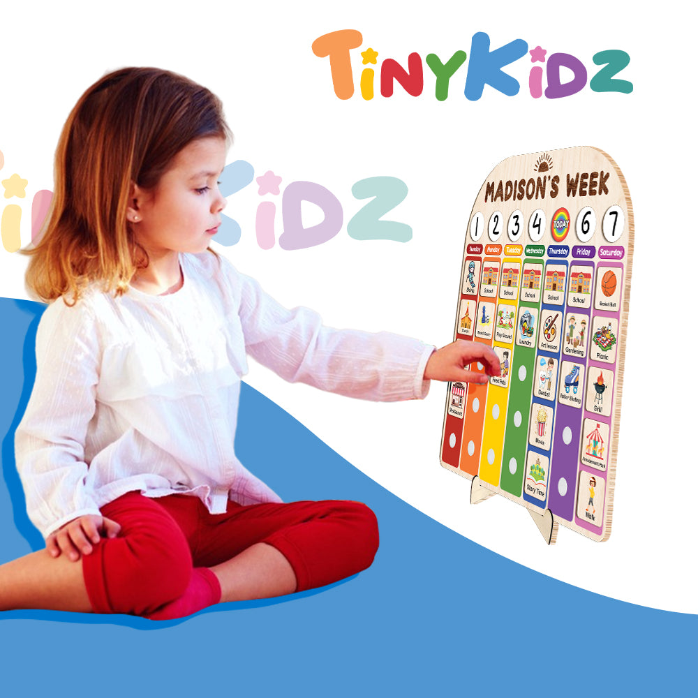 Personalized Wooden Weekly Schedule For Kids, Chore Chart For Kids With Custom Name, Gift For Kids