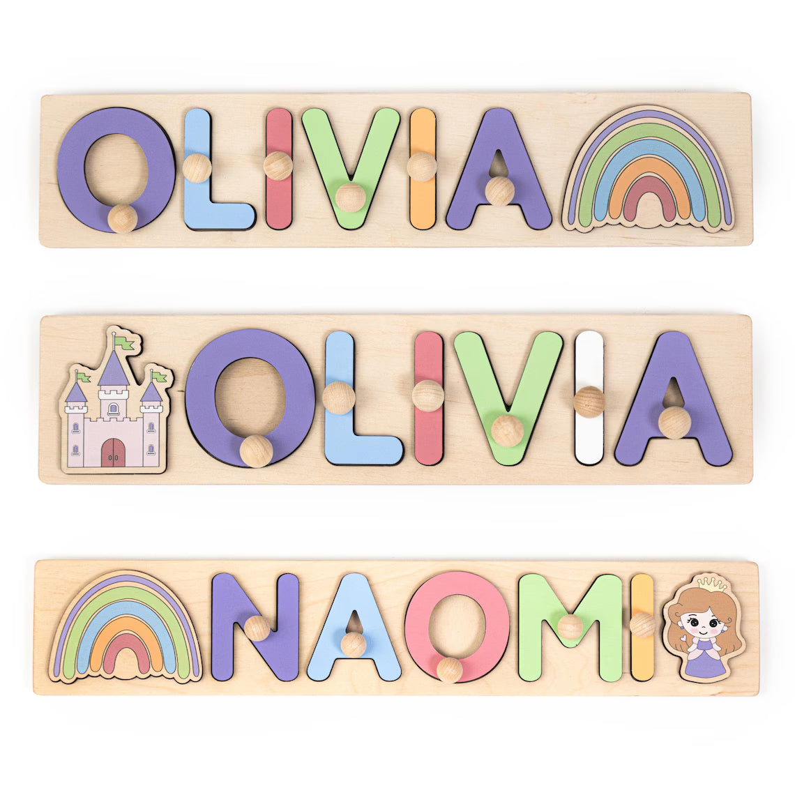 Princess Name Puzzle With Pegs Personalized Name Puzzle Baby Girl Gift 1st Birthday Gift Montessori Toys