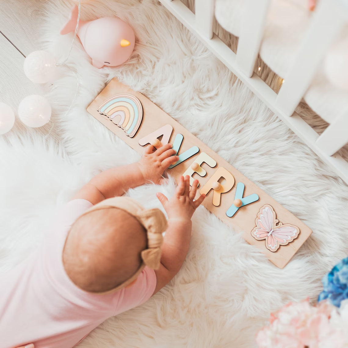 Princess Name Puzzle With Pegs Personalized Name Puzzle Baby Girl Gift 1st Birthday Gift Montessori Toys