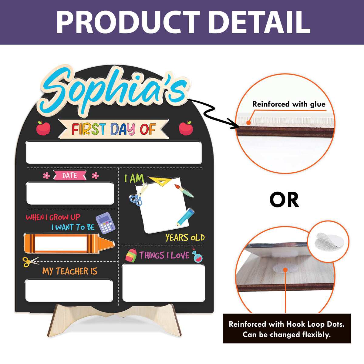 Personalized First and Last Day School Sign, Wooden Board for Toddler, Gift For Kids, Back to School Dry Erase Sign