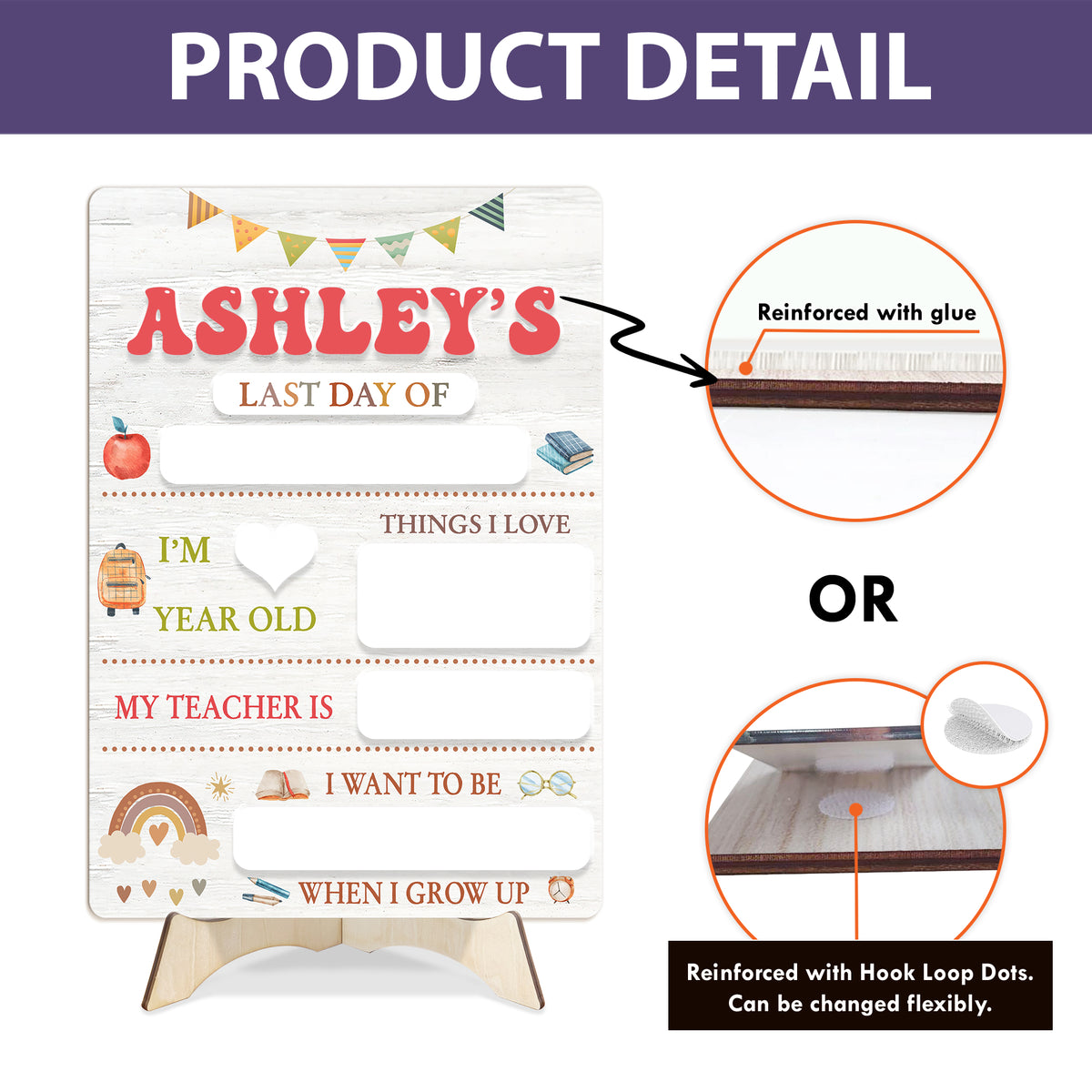 1st Day of Preschool Sign, Personalized Wooden School First & Last Day of School Board, Kindergarten Sign for Toddler, Class of 2025 Gift