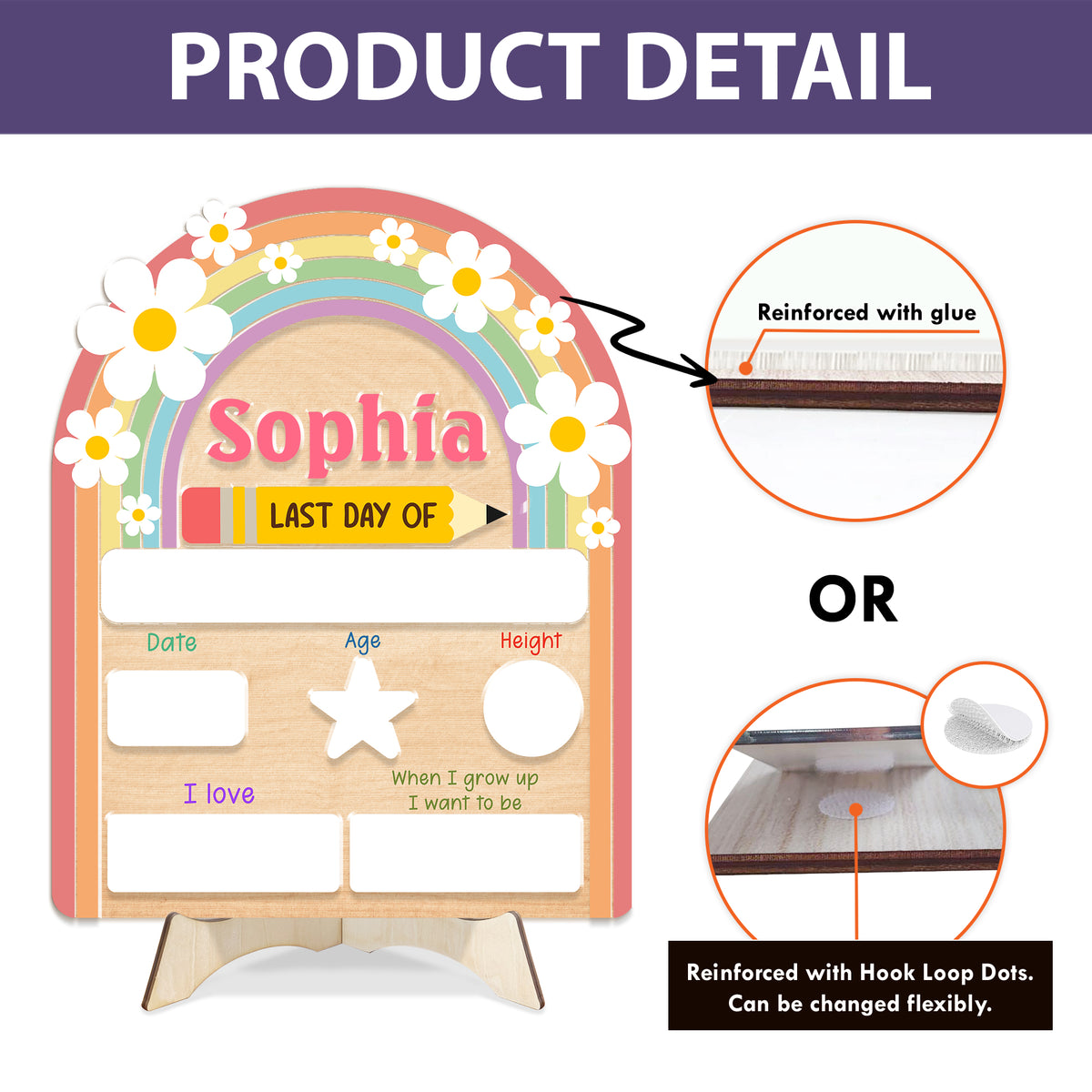 Personalized Wooden Sign for Kindergarten, First & Last Day of School Board, Back to School Sign