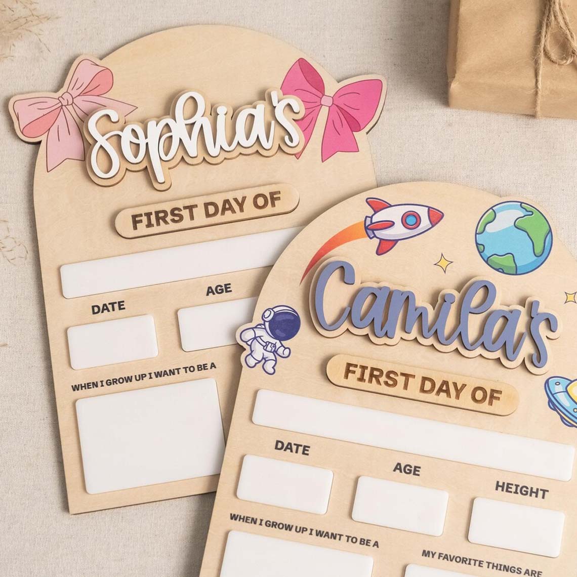 Reusable First And Last Day of School Board, Personalized Keepsake for Kids, Back To School Gift