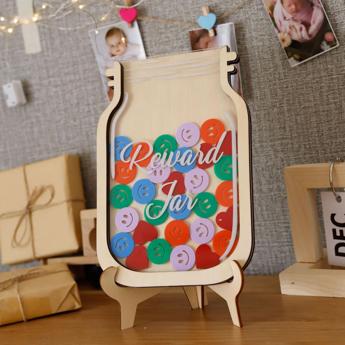 Kids Reward Jar With Smiley Tokens Personalized, Teacher's Management Tool, Back to School Gift