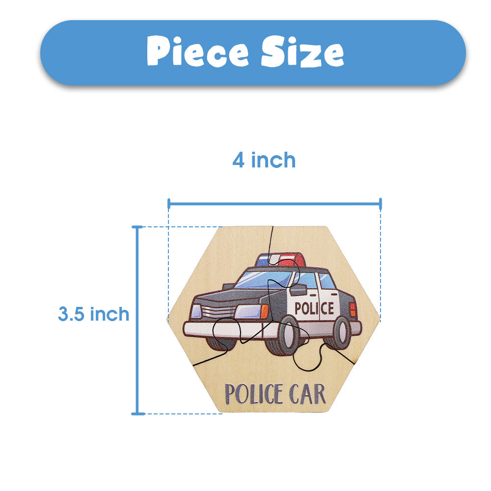 Vehicle Wooden Puzzles 15-Piece Toddler Set Ages 2+