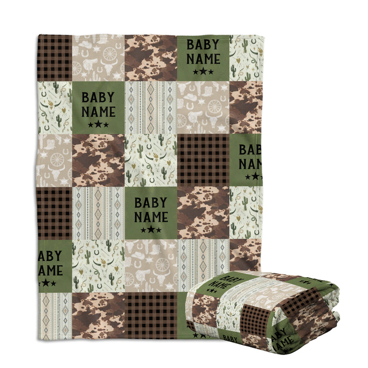 Skull Cactus Personalized Baby Blankets for Boys, Cowboy Baby Blankets for Girls, Fleece Blankets for Infant Newborn Son Daughter
