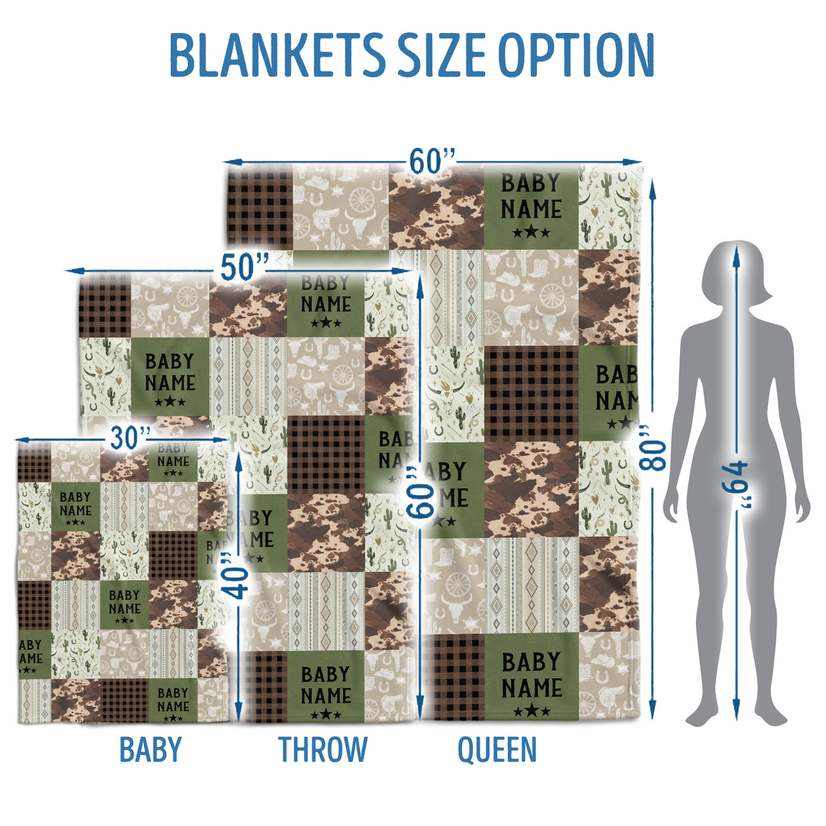 Skull Cactus Personalized Baby Blankets for Boys, Cowboy Baby Blankets for Girls, Fleece Blankets for Infant Newborn Son Daughter