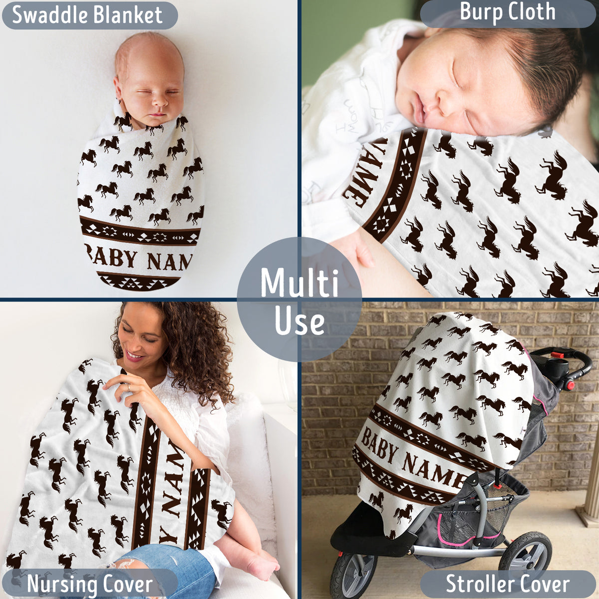 Western Baby Blanket - Personalized Cowboy Blankets for Boys & Girls, Custom Fleece Blankets for Newborns