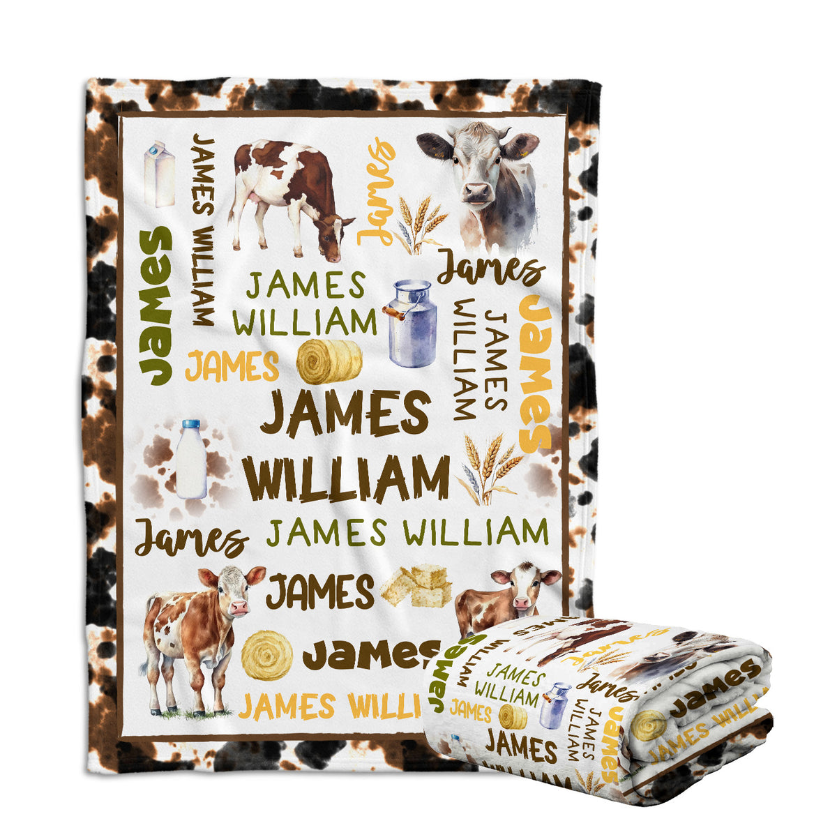 Western Baby Blanket for Boy or Girl - Personalized Cowboy Swaddle with Custom Name - Crib Size
