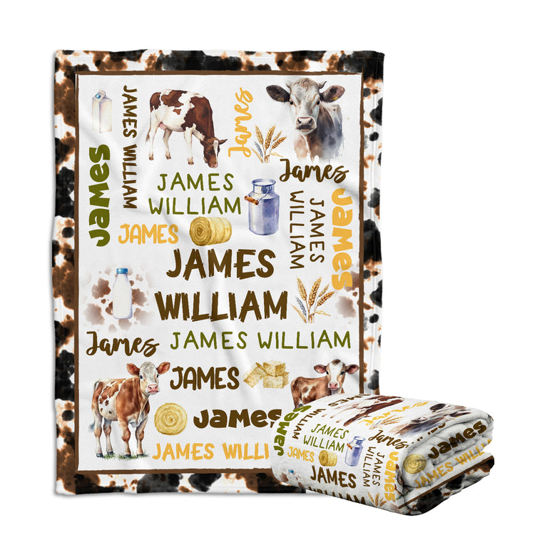 Western Baby Blanket for Boy or Girl - Personalized Cowboy Swaddle with Custom Name - Crib Size