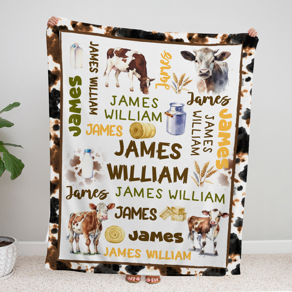 Western Baby Blanket for Boy or Girl - Personalized Cowboy Swaddle with Custom Name - Crib Size