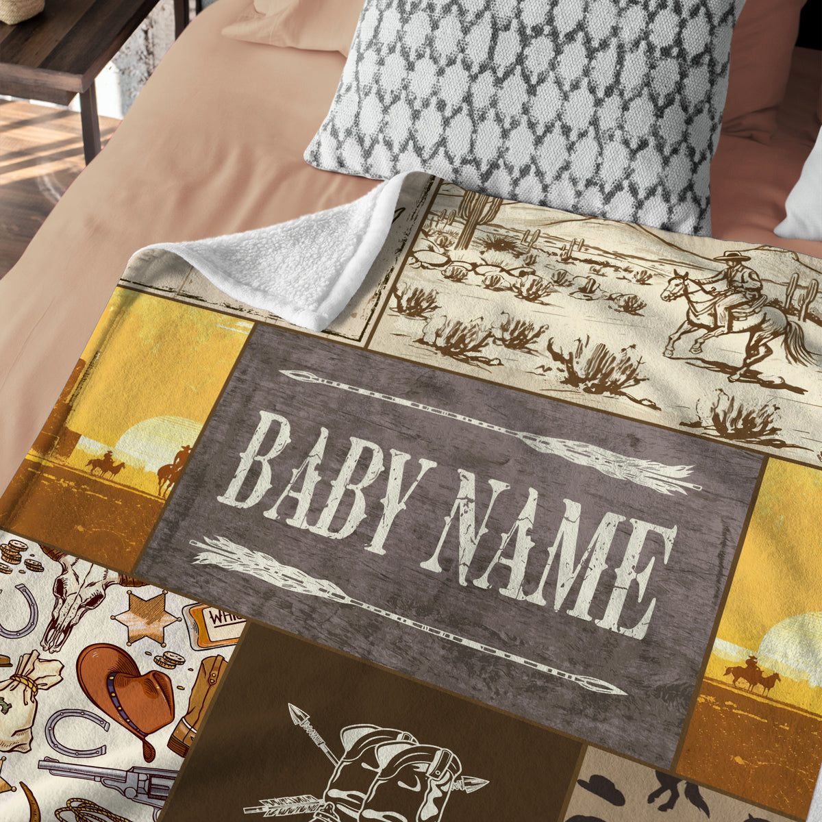 Western Baby Blankets - Personalized, Custom Fleece Blankets for Boys & Girls, 3 Sizes for Infant Newborn Son & Daughter