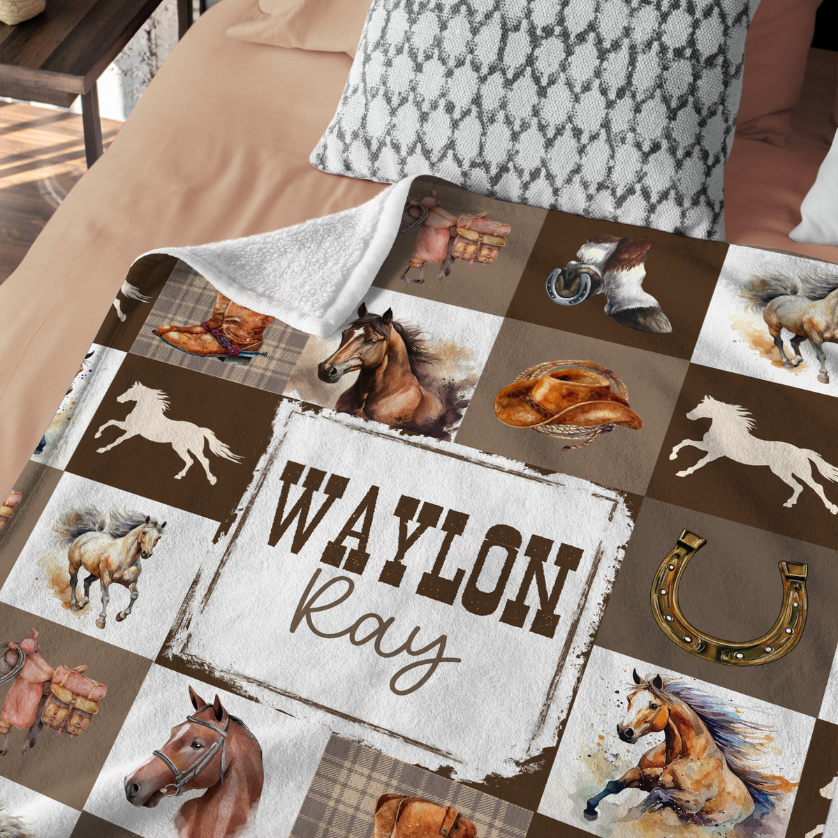 Western Baby Blankets for Boy Girl, Cowboy Baby Blankets, Personalized Baby Blankets with Name, Swaddle Baby Blanket