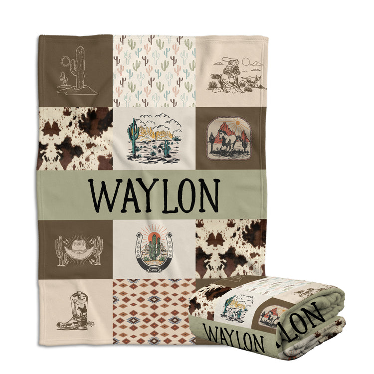 Western Baby Blankets for Boy Girl, Personalized Baby Blankets with Name, Custom Name Baby Blanket, Swaddle Baby Blanket