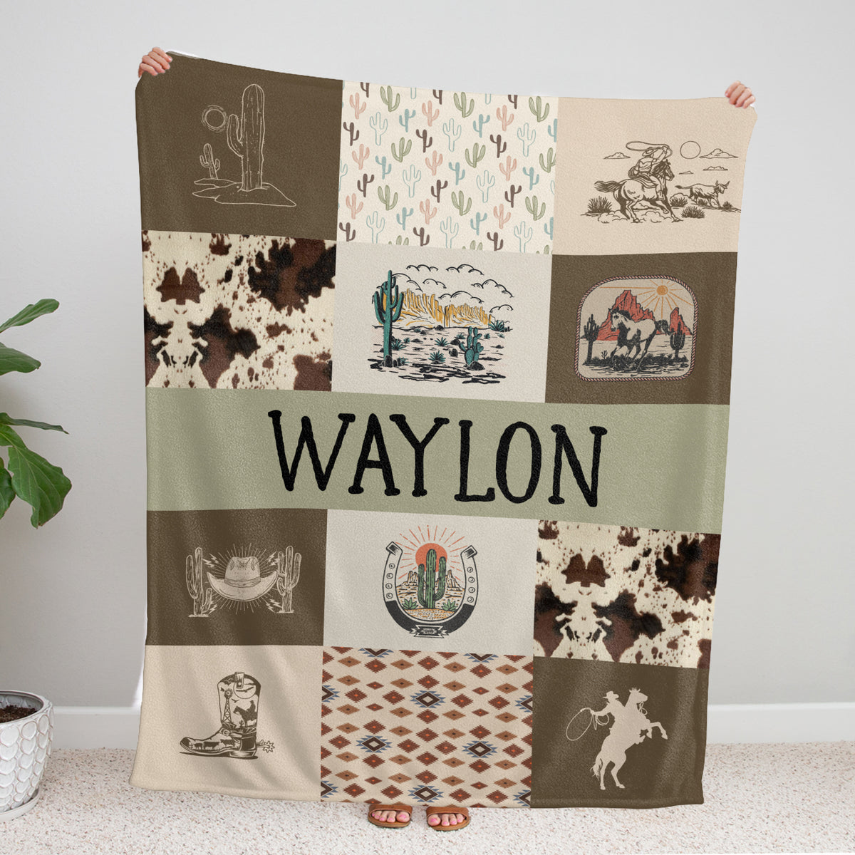 Western Baby Blankets for Boy Girl, Personalized Baby Blankets with Name, Custom Name Baby Blanket, Swaddle Baby Blanket