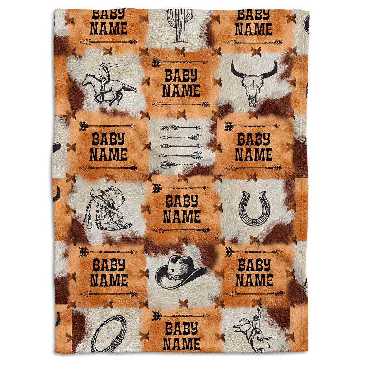 Western Baby Stuff, Personalized Baby Blankets for Boys, Fleece Blanket for Girl, Custom Name Baby Blanket, for Family Friends
