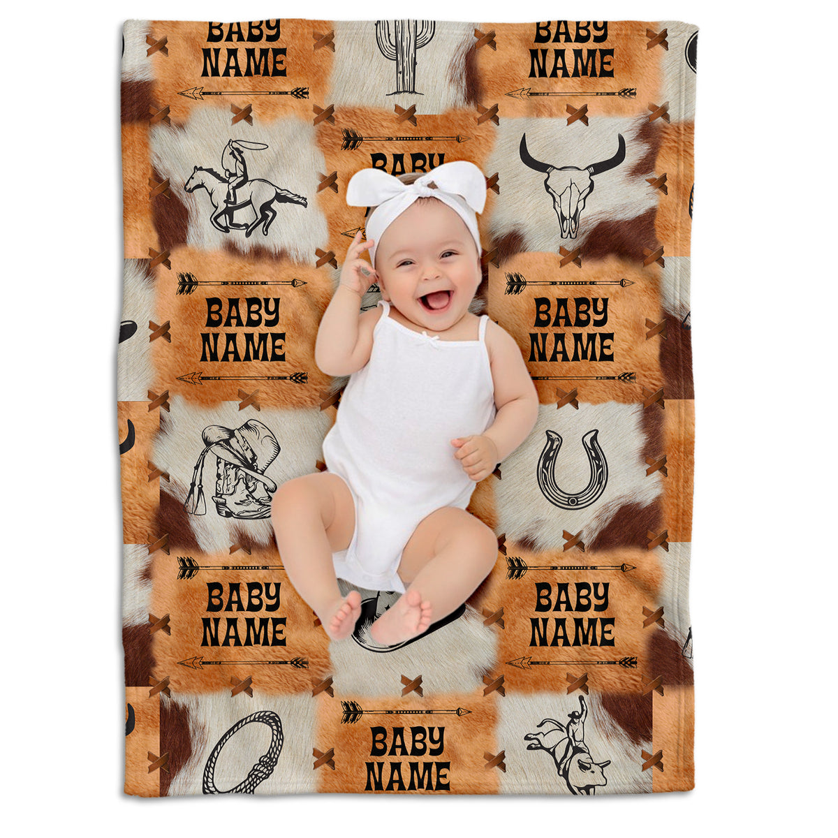 Western Baby Stuff, Personalized Baby Blankets for Boys, Fleece Blanket for Girl, Custom Name Baby Blanket, for Family Friends