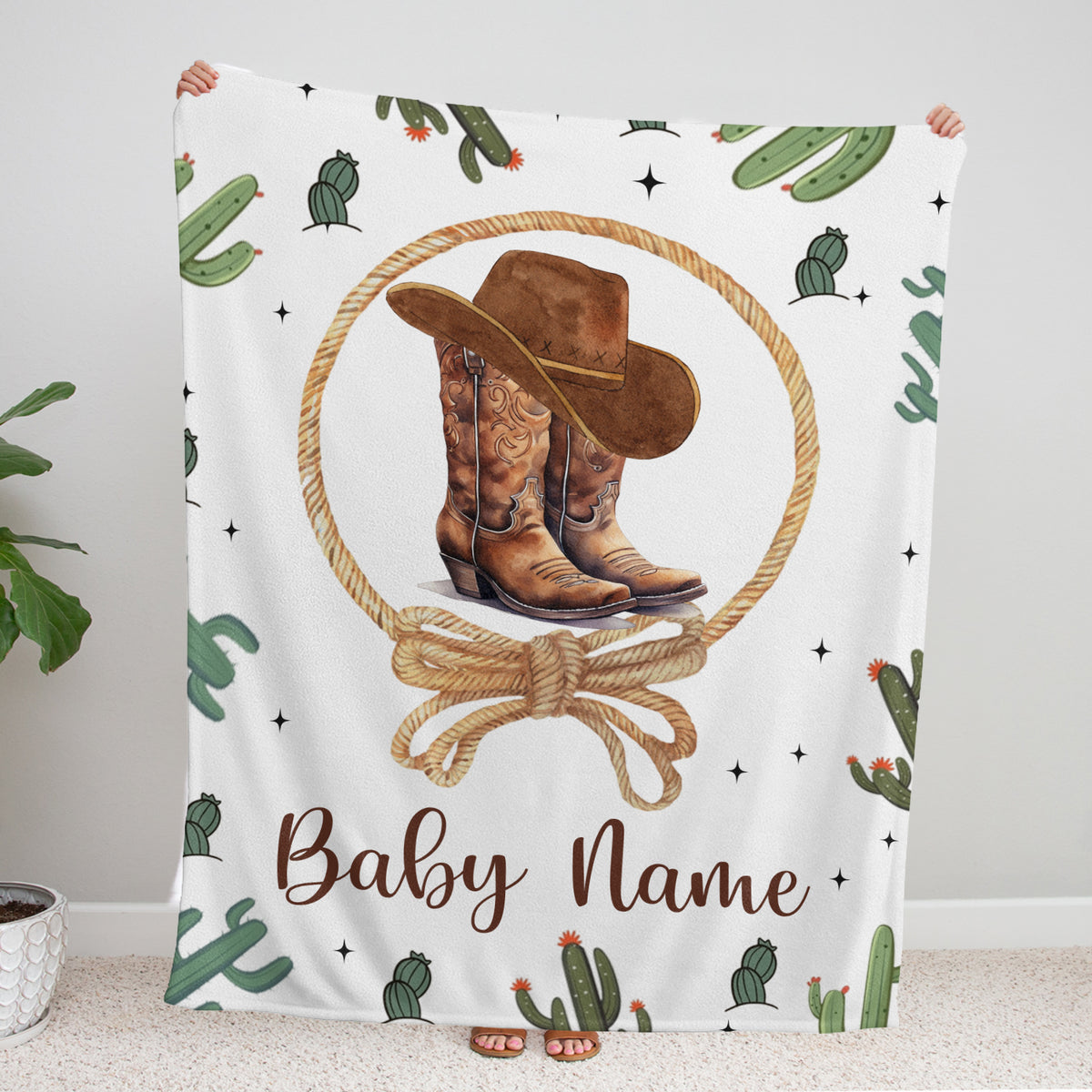 Western Baby Stuff, Personalized Baby Blankets for Boys Girls, Custom Name Baby Blanket, for Family, Friends, Kids