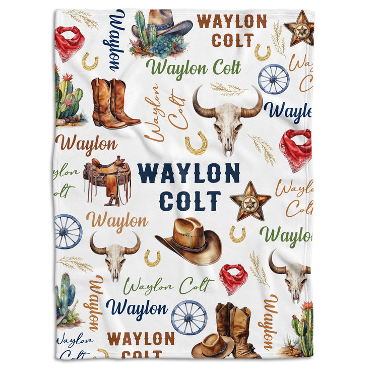 Western Baby Stuff, Personalized Baby Blankets for Boys Girls, Western Nursery Decorations, Gift for Family Friends