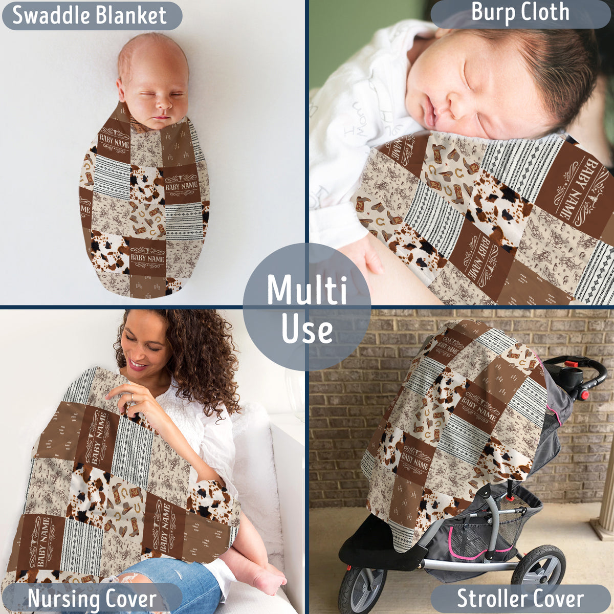 Western Baby Stuff, Personalized Baby Blankets for Boys Girls, Western Nursery Decorations, Git for Family Friends, Kids