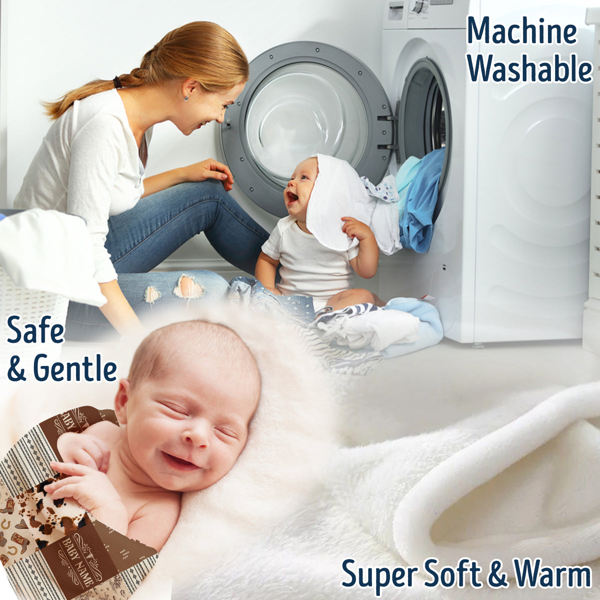 Western Baby Stuff, Personalized Baby Blankets for Boys Girls, Western Nursery Decorations, Git for Family Friends, Kids