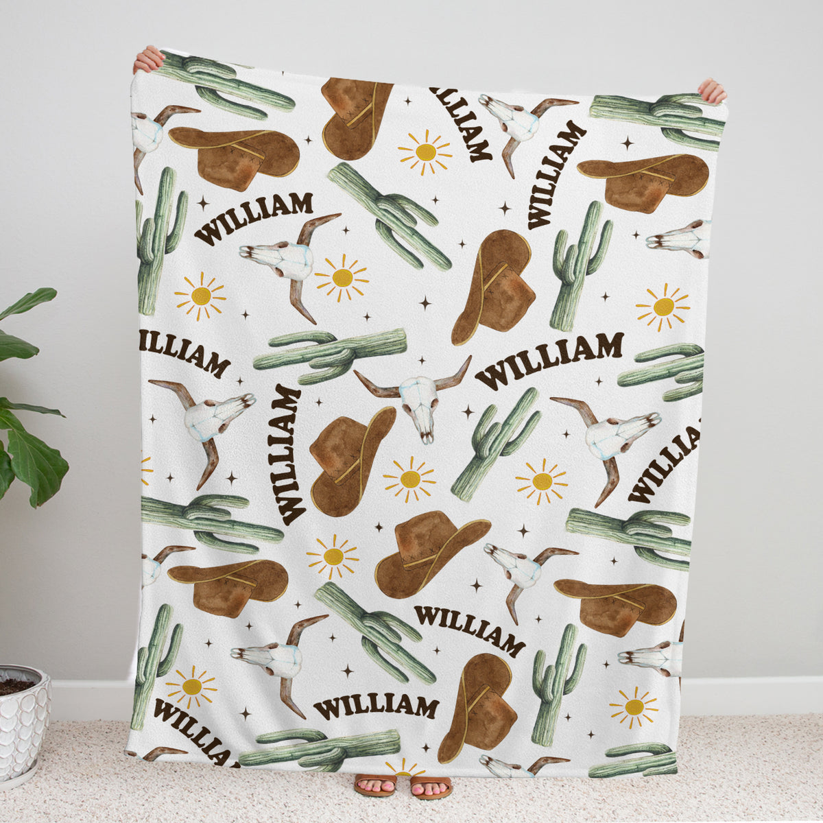 Western Baby Stuff, Personalized Baby Blankets for Boys Girls, Western Nursery Decorations, for Family Friends