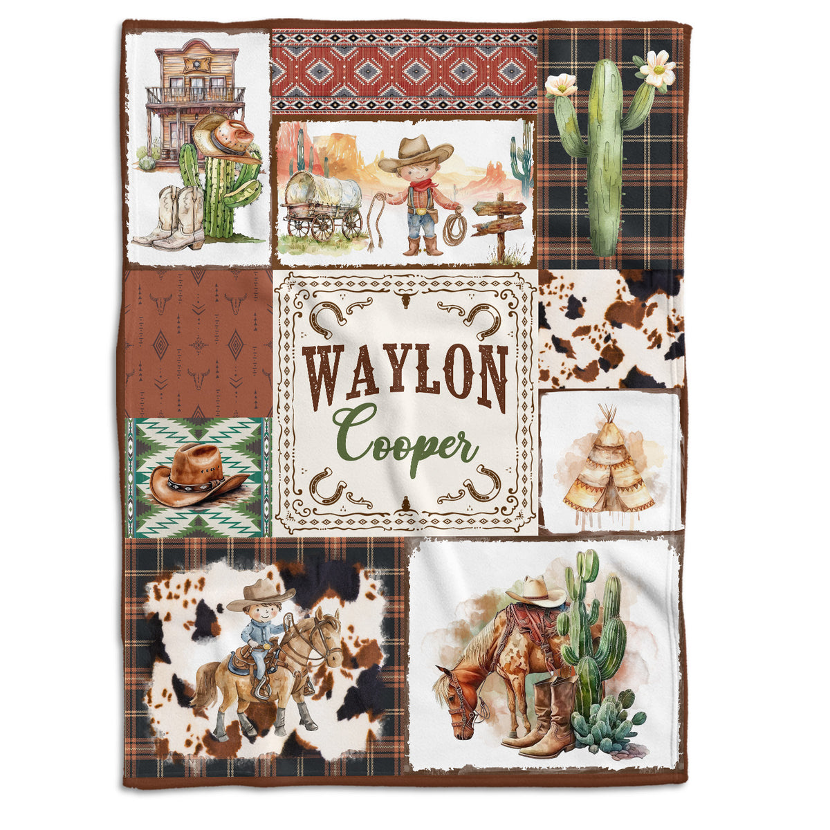 Western Baby Stuff, Personalized Baby Blankets for Boys Girls, Western Nursery Decorations, for Family Friends, Kids