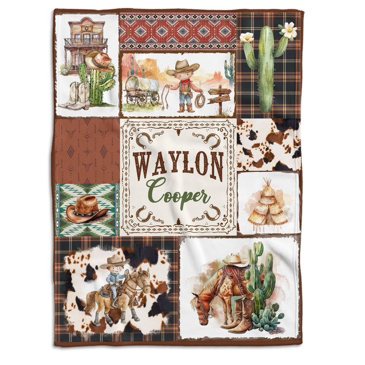 Western Baby Stuff, Personalized Baby Blankets for Boys Girls, Western Nursery Decorations, for Family Friends, Kids