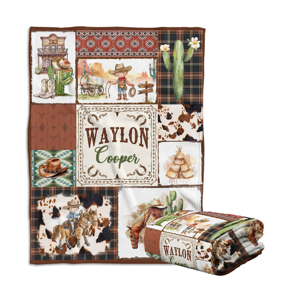 Western Baby Stuff, Personalized Baby Blankets for Boys Girls, Western Nursery Decorations, for Family Friends, Kids