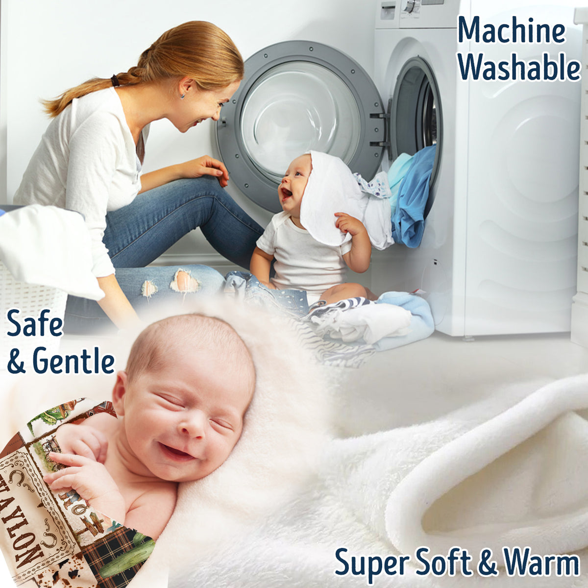 Western Baby Stuff, Personalized Baby Blankets for Boys Girls, Western Nursery Decorations, for Family Friends, Kids