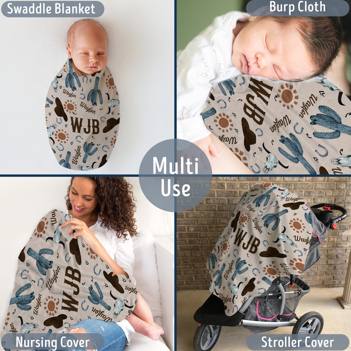 Western Baby Stuff, Personalized Baby Blankets with Name For Baby, Custom Name Baby Blanket, Swaddle Baby Blanket