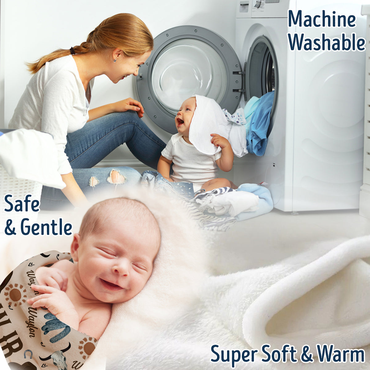 Western Baby Stuff, Personalized Baby Blankets with Name For Baby, Custom Name Baby Blanket, Swaddle Baby Blanket