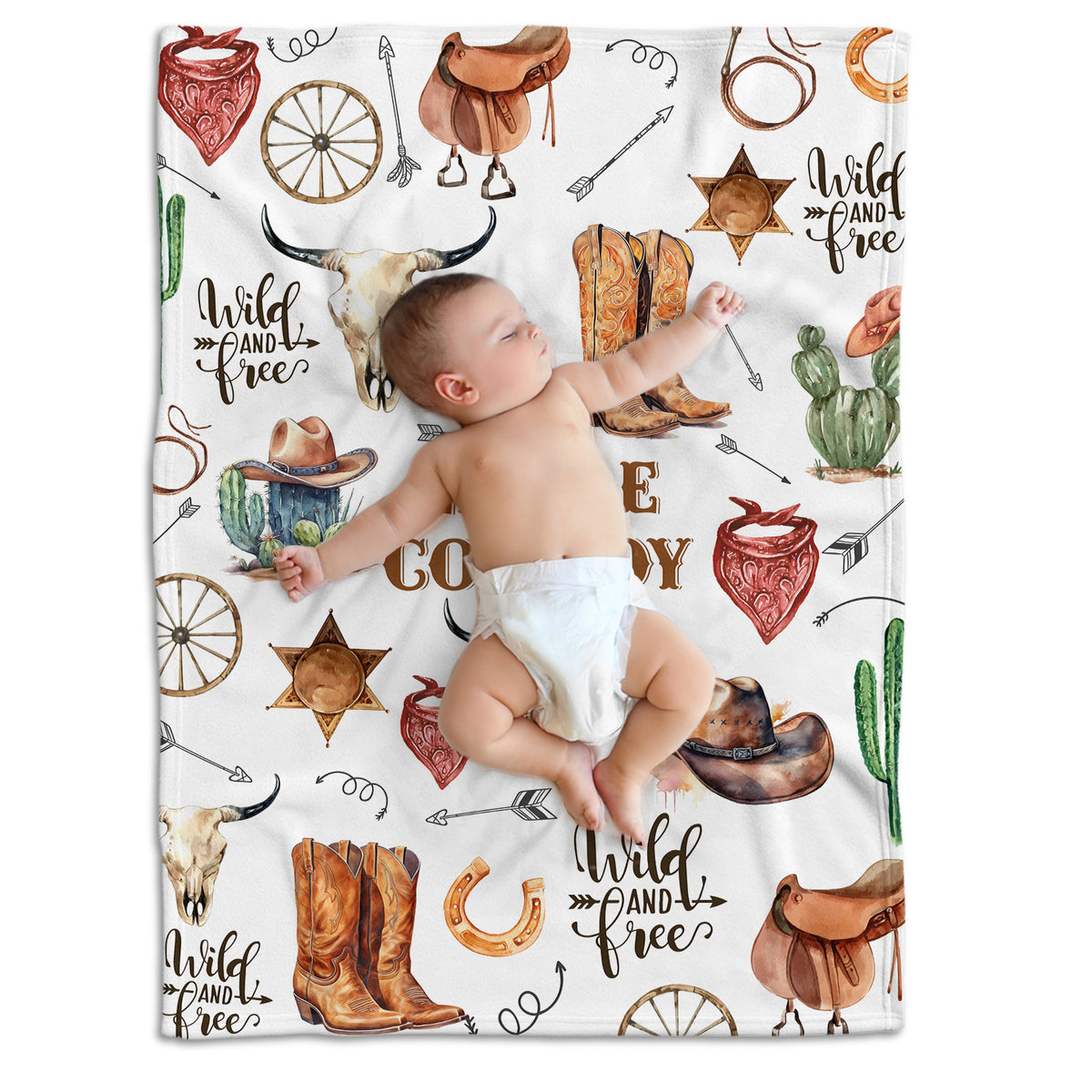 Western Blanket, Baby Blankets for Boys Girls, Soft Warm Lightweight Nursery Bed Blanket for Newborn Toddlers, for Nursery Room