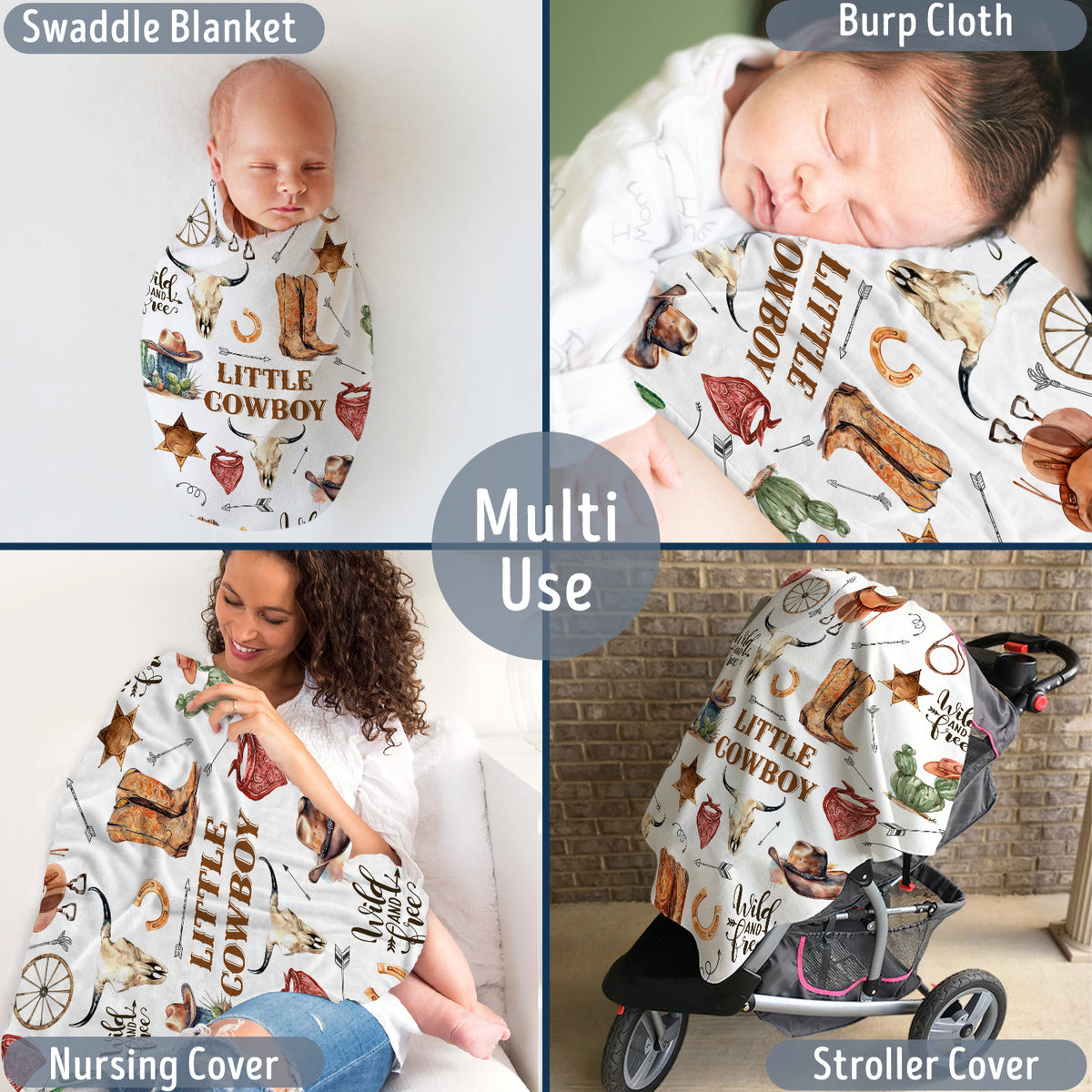 Western Blanket, Baby Blankets for Boys Girls, Soft Warm Lightweight Nursery Bed Blanket for Newborn Toddlers, for Nursery Room