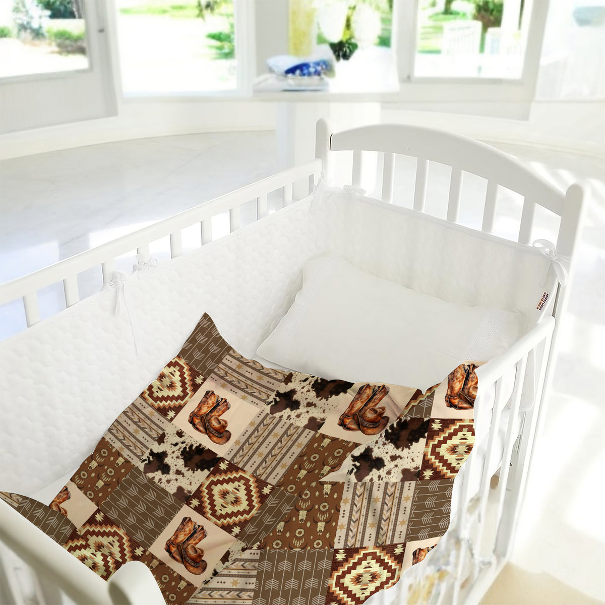 Western Blanket, Baby Cowboy Blankets, Soft Warm Lightweight Nursery Bed Blanket for Newborn Toddlers